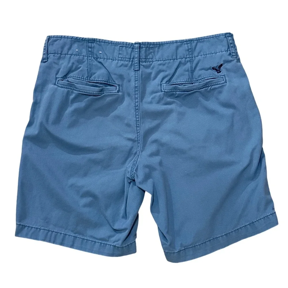 American Eagle Outfitters Men's Blue Prep Chino Shorts Size 30 Cotton 100%